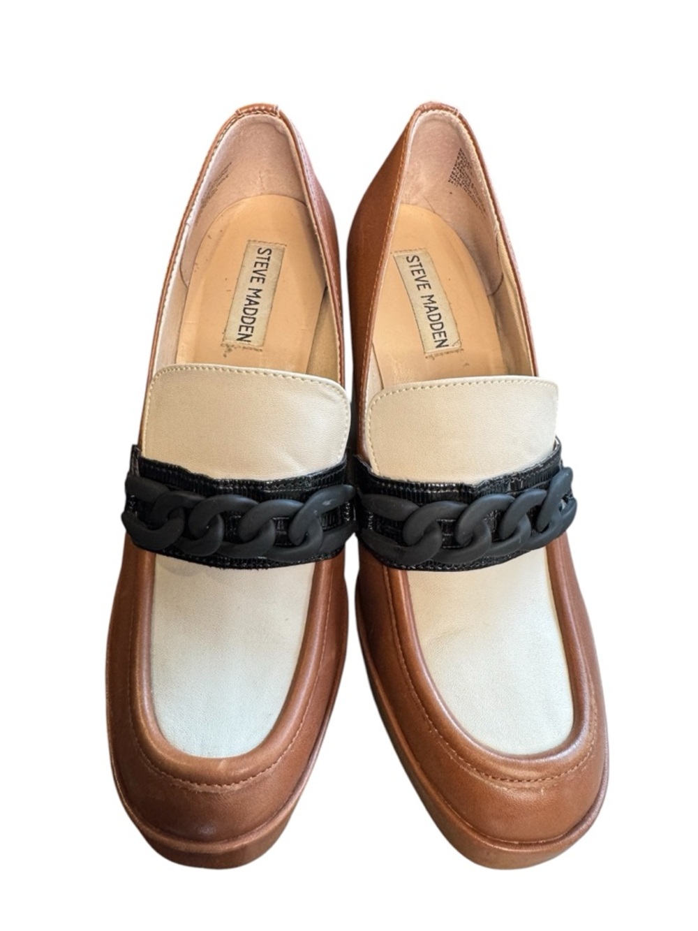 Steve Madden Rhylee Brown Black Loafer Platform Heels Shoes Women's Size 8.5 S4 - Picture 3 of 6
